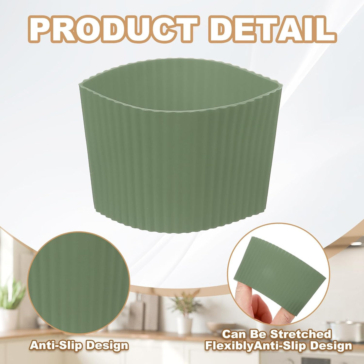 uxcell 6Pack Coffee Cup Sleeves, Reusable Silicone Heat Resistant Cup Protective Sleeve Nonslip Mug Protector Cover for Home Travel Coffee Mug