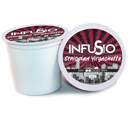 InfuSio Coffee Pods 96 Count Ethiopian Yirgacheffe Gold Medium Light Roast Single serve Coffee pods for Keurig K Cup® Brewers
