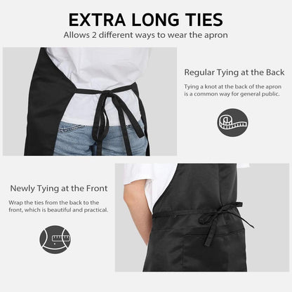 Bringsine 4 Pack Bib Chef Apron - Unisex Aprons with 2 Pockets,Machine Washable Aprons for Men and Women,Kitchen Resistant Cooking BBQ Bulk(Gray)