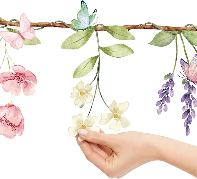 2 Pcs Wildflower Garland, Wildflower Party Decorations Reusable Garden Flower Banner for Baby Shower Birthday Spring Fresh Off the Market Bridal Shower Girl Party