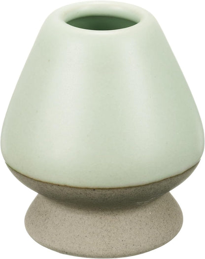 HARFINGTON Ceramic Chasen Stand 70mm Matcha Whisk Holder Teas Set Whisks Stand Traditional Matcha Tea Chasen Holder Tea Set Accessories for Tea Tasting, Beige/Light Green