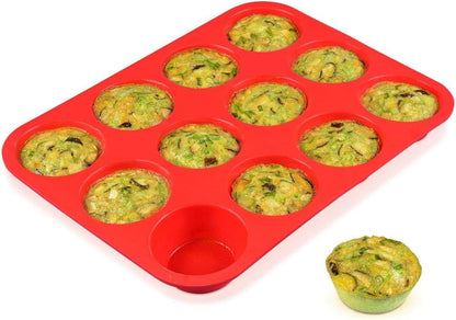 Caketime 12 Cups Silicone Muffin Pan - Nonstick Cupcake Pan 1 Pack Regular Size Silicone Mold for Baking