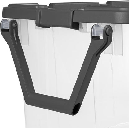 Sterilite 4-Pack Modular Stacker Box, Durable Clear Plastic Storage Bins with Latching Lids, 160 Quart - Stackable Organizing Container Boxes for Closet, Bathroom, and Office
