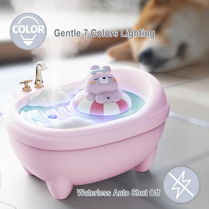 Cute Pink Mini Humidifier for Bedroom & Office, Top Fill 0.34L, Cool Mist, Quiet, Easy Clean, Colorful Light, Auto Shut Off