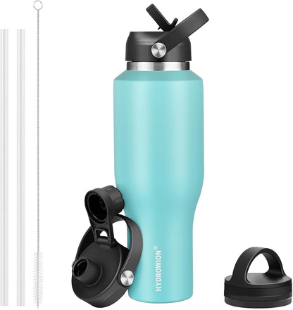 Hydrowion Stainless Steel Water Bottles,Insulated Water Bottle 40 oz (Cold 48 hrs, Hot 24 hrs), Water Tumbler with Leak Proof Straw Lid