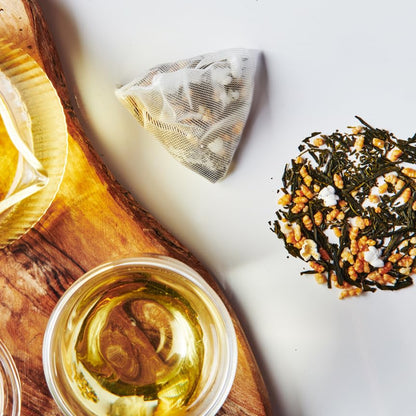 Grace Farms Organic GENMAICHA Green Tea (16 pyramid sachets) | Japanese Sencha and Toasted Rice | Smooth and Nutty | Organic and Kosher Certified | Gives Back 100% of Profits