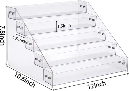 Tiered Spice Rack Acrylic, Spice Rack Shelf Seasoning Organizer for Countertop, Cabinet, Pantry, Kitchen Storage - 5 Tier