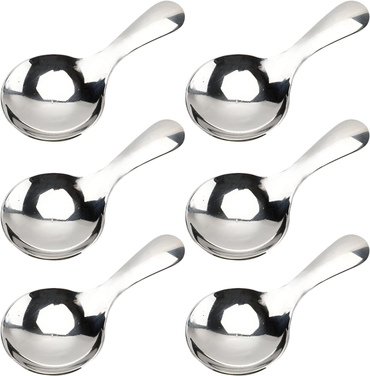 6-Piece Small Stainless Steel Spice Spoons - Canister Scoops for Condiments, Honey, Coffee, Tea, Salt, Jam, Mustard & Ice Cream