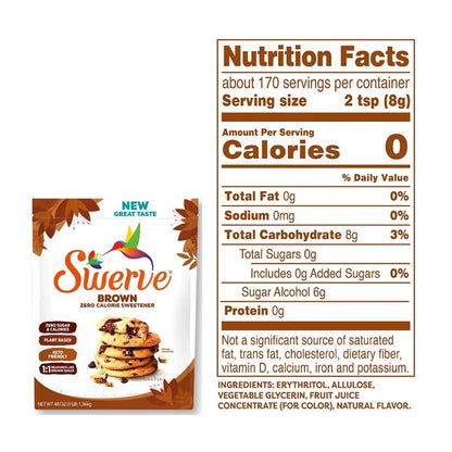 Swerve Ultimate Sugar Replacement Sweetener, Brown Sugar Substitute, Zero Calorie, Keto Friendly, Zero Sugar, Non-Glycemic, Gluten Free, 48 ounces