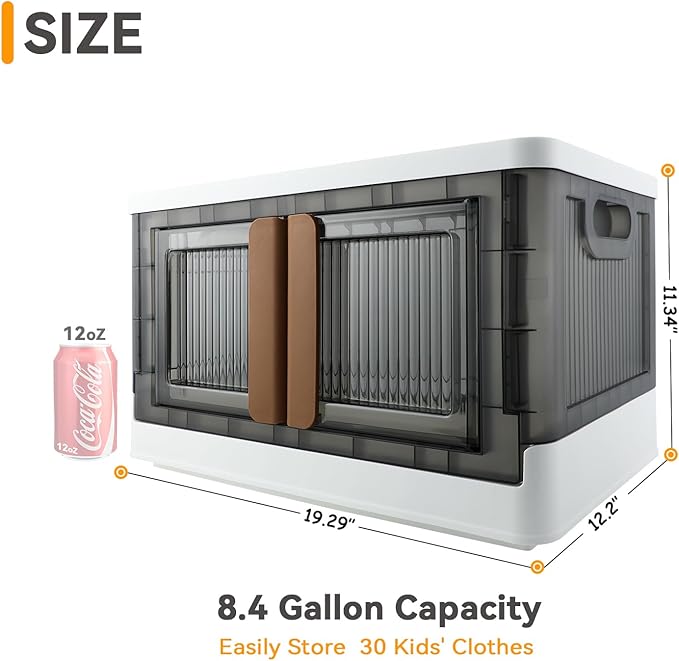 Storage Bin, Cabinet with Lids, 8.4 Gallon Capacity, With Double Door and Lock, Foldable, Plastic, Underbed or Countertop Use, Home Organizer