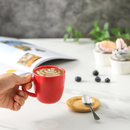 Hasense Cappuccino Cups with saucers, 6 Ounce Ceramic Coffee Mugs Set of 6 Perfect for Espresso, Specialty Coffee Drinks, Latte, Cafe Mocha and Tea