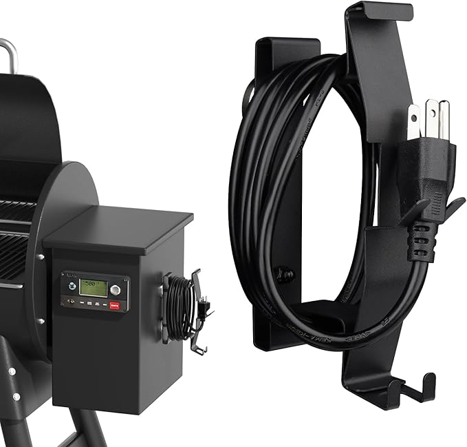Strong Magnetic Power Cord Organizer, Goldusk All-Metal Cable Holder with Bulit-in Hook for Most BBQ Wood Pellet Smoker Grills Accessories for Traeger, for Pit Boss, for Z Grill &More (Indoor/Outdoor)