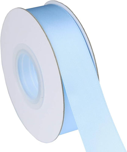 ITIsparkle 1" Inch Double Faced Satin Ribbon 50 Yards-Roll Set for Gift Wrapping Scrap Books Party Favor Hair Braids Baby Shower Decoration Floral Arrangement Craft Supplies, Light Blue Ribbon