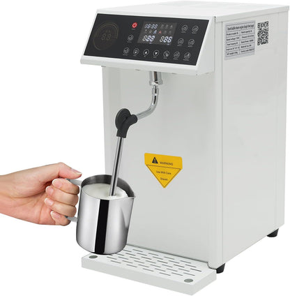 8L/2.11gal Commercial Steam Milk Frother, 3000W 5-Gear Fast Heating Milk Steamer Machine Electric Steam Milk Frothing Machine Espresso Coffee Milk