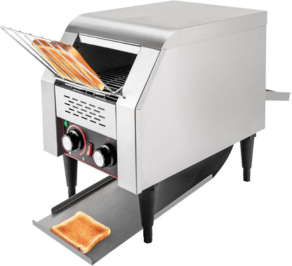 Commercial Conveyor Toaster 150 Slices/Hour Stainless Steel Conveyor Toaster 1300W Electric Toasters Oven Heavy Duty Countertop Restaurant Toaster for Cafes Bun Bagel Bread