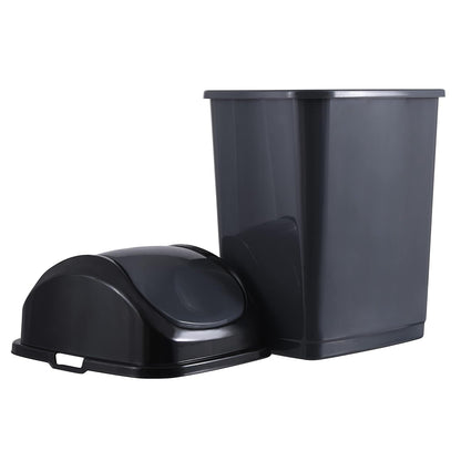 Superio Kitchen Trash Can with Swing Top Lid 9 Gallon Slim Waste Bin 37 Qt Sturdy Plastic Garbage Can Medium Recycling Bin for Office, Bathroom, Under Counter, Dorm, Bedroom (Dark Grey-2 Pack)