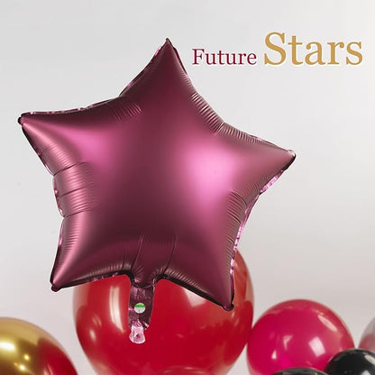 Elegant Burgundy Black Gold Graduation Balloon Garland Kit with foil graduation caps diplomas GRAD letters wine red stars and crowns Balloons for Maroon Class of 2026 Graduates Party Decorations