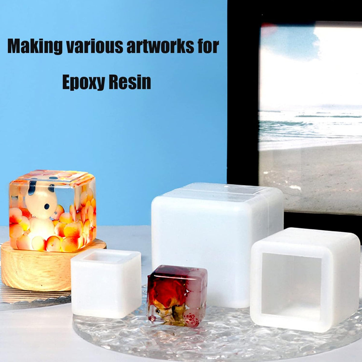3 Pack) Resin Cube Molds, Deep Square Silicone Molds for Epoxy Resin Casting DIY Art Craft Candle Soap Making