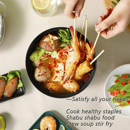 Drizzle Electric Cooker 1.7L - Multifunctional Hot Pot Non-stick Pan - Dorm Office Portable Rapid Ramen Cooker Boil Dry Protection - For Noodles Steak Cooker Eggs Stir-Frying Pasta Oatmeal