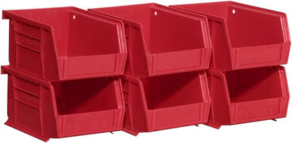 Akro-Mils 30210 AkroBins Plastic Storage Bins, Space-Saving Stackable Bins for Garage, Pantry, Craft Organization, 5" x 4" x 3", Red, (Pack of 24)
