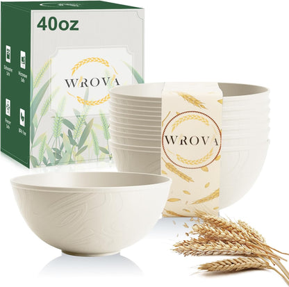 Wrova Beige Wheat Straw Bowls for Cereal, Salad Bowls Microwave Safe 6 PCS