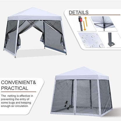 MASTERCANOPY Pop Up Gazebo Canopy with Mosquito Netting (11x11, White)