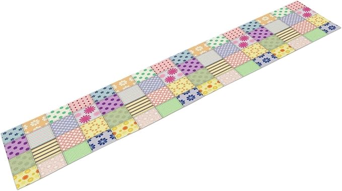 Patchwork Table Runner, Vintage Colorful Floral Plaid Tablecloth Table Runner for Indoors Outdoor Dining Kitchen Home Party 13x36in