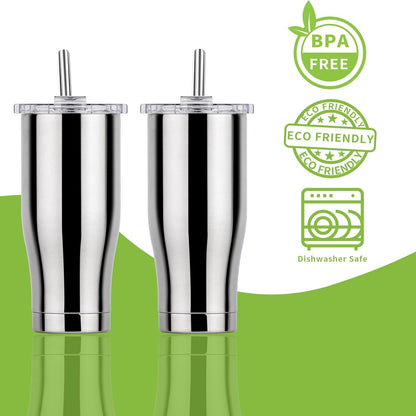 Lazycorner 5 Pcs Stainless Steel Smoothie Straws, 0.4'' Extra Wide Reusable Metal Drinking Straws for Milkshake, Smoothie, Beverage