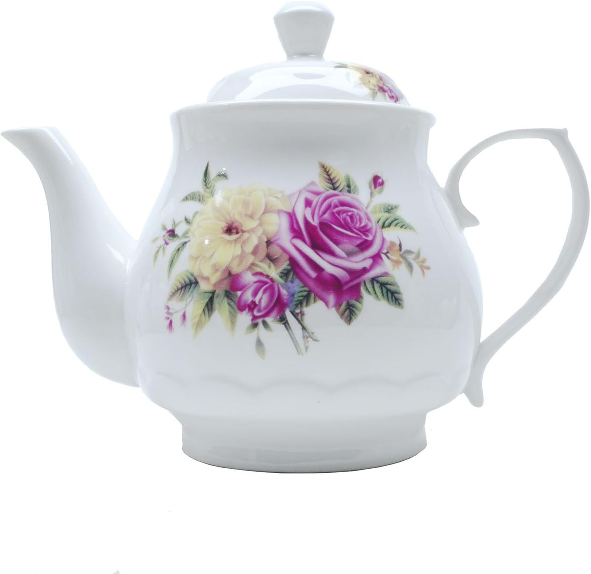 European Style Porcelain Teapot, Coffee Tea Water Pot Vintage Ceramic Kettle (42oz)