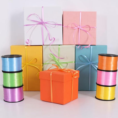 TONIFUL Curling Ribbon-6 Assorted Colors Balloon Curling Ribbons Set-600 Yards Balloon String for DIY Decor,Gift Wrapping,Ribbons and Bows for Christmas New Year Birthday Gifts Supplies(Light Rainbow)