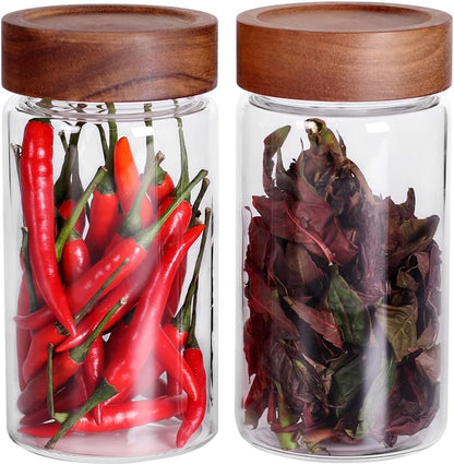 Saiool with Screw Cap (2-Units) kitchen jars, 580ML*2 Food Storage Canisters,Clear,Spice jars,Fermenting, Pickling, or DIY Decors and Projects