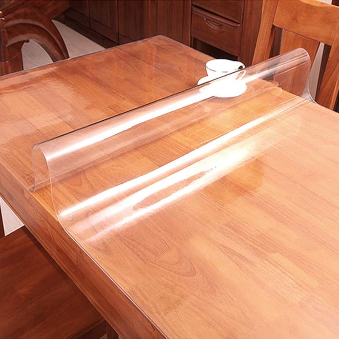 Multi-Size 1.5mm Thick Clear Plastic Dining Table Cover Protector Waterproof Wipeable Wood Furniture Screen Protector Crystal Vinyl Table Pad for Writing Desk Coffee Sofa Table 27.6x47.3 " Non-Slip