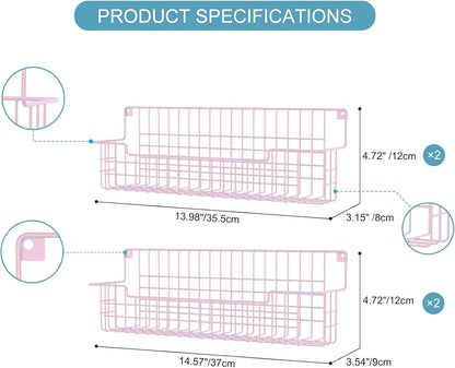 Spice Rack, 4-Pack Seasoning Organizer Wall Mounted for Kitchen Storage Organization, Metal Spice Holder Shelf for Cabinet, Pantry, Pink