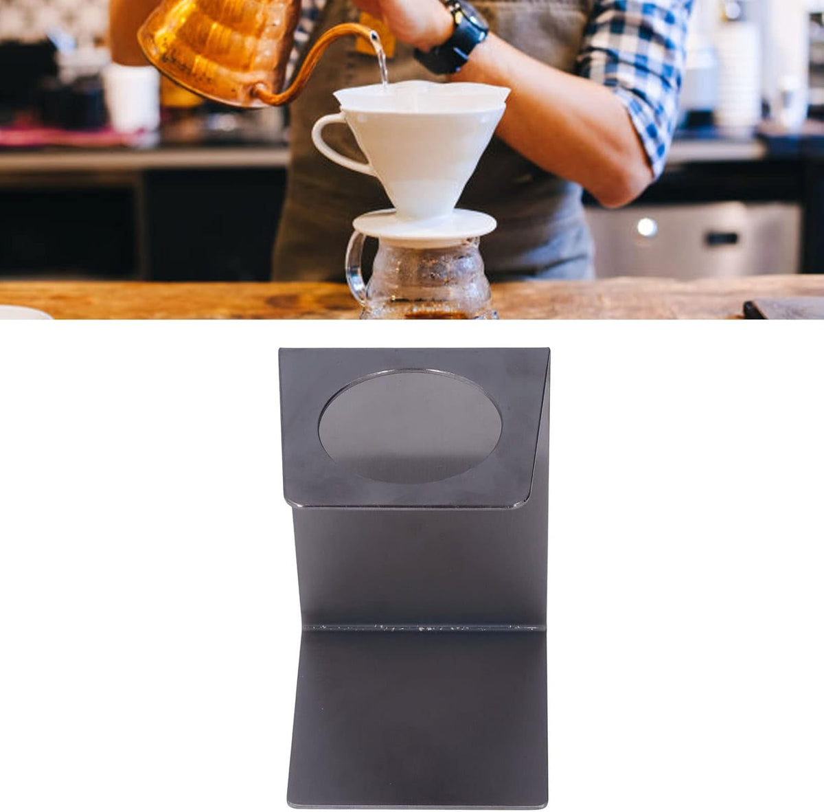 Drip Coffee Holder, Pour Over Coffee Stand, Lightweight Metal Dripper Holder for Home and Cafe Use (Black)