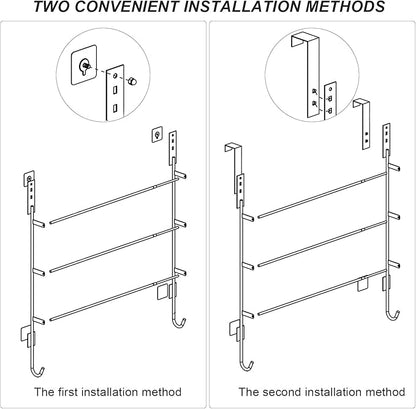 Over The Door Towel Rack, 304 Stainless Steel Towel Racks for Bathroom with 3-Tier Adjustable Pole, 2 Punch-Free Screw Stickers, 22.83 * 17.71-29.52 * 6.14 Inch, Red