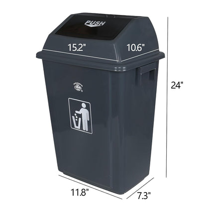 4-Pack 13 Gallon Plastic Trash Cans with Lids, Large Grey Garbage Waste Bin