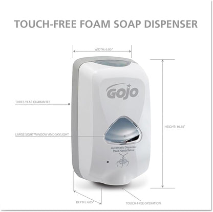 GOJO 274012 TFX Foam Soap Dispenser, 1200ml, 4 1/10w x 6d x 10 3/5h, Gray