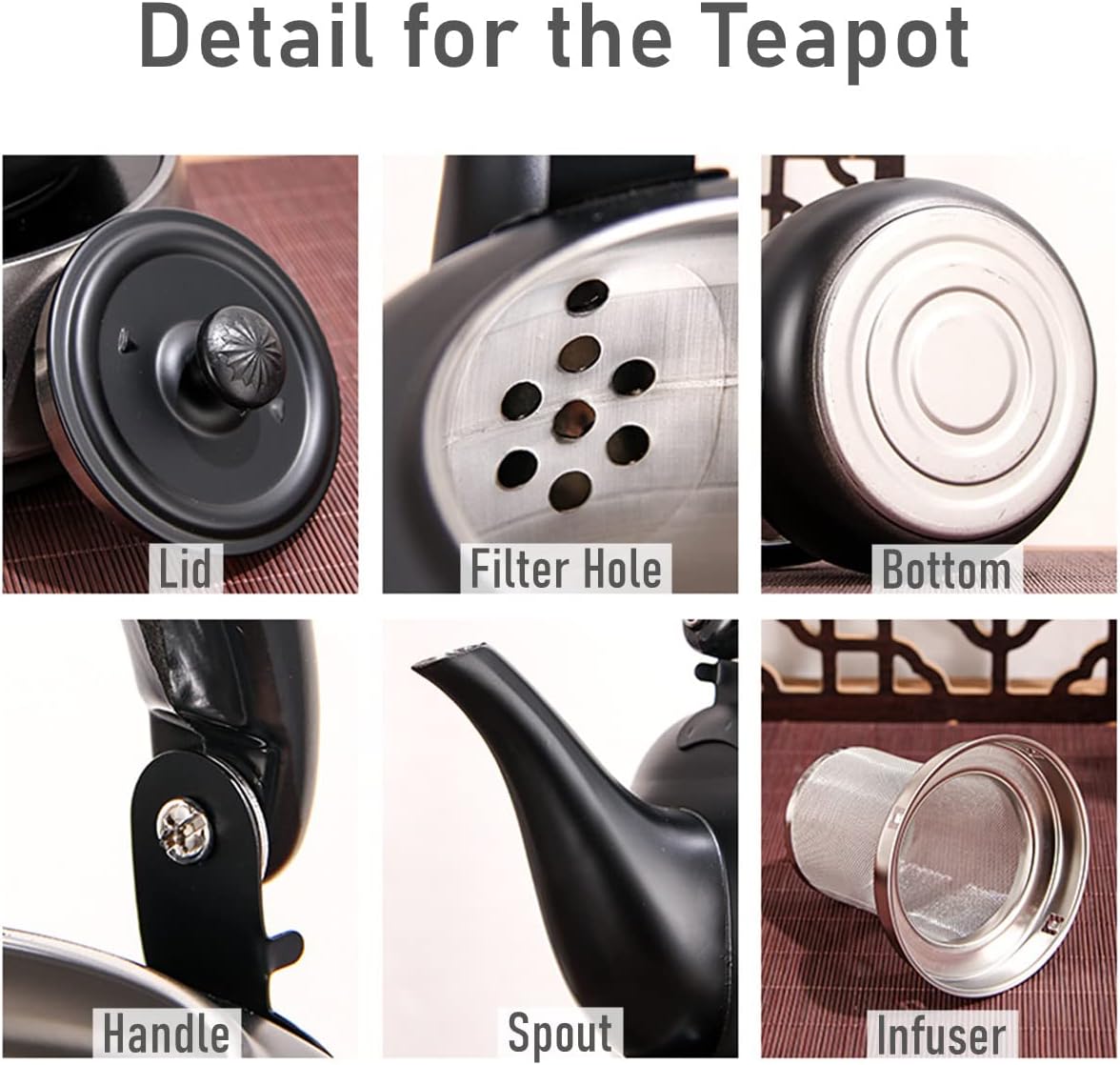 50 oz/1500ml Stainless Steel Steeping Teapot with Infuser for Loose Leaf Tea, Metal Tea Steeper Pot Coffee Water Kettle for Stovetop