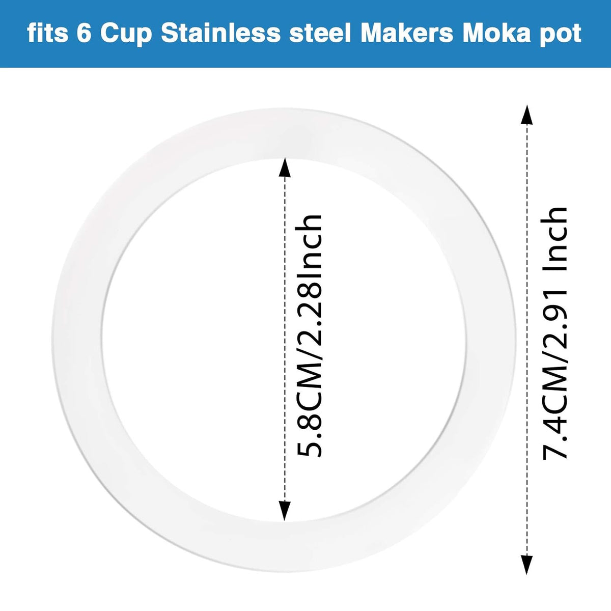 Moka Express Replacement Funnel Kit, 3 Packs Gasket Seals, 1 Stainless Steel Funnel with 1 Pack Stainless Filter (6-Cup)
