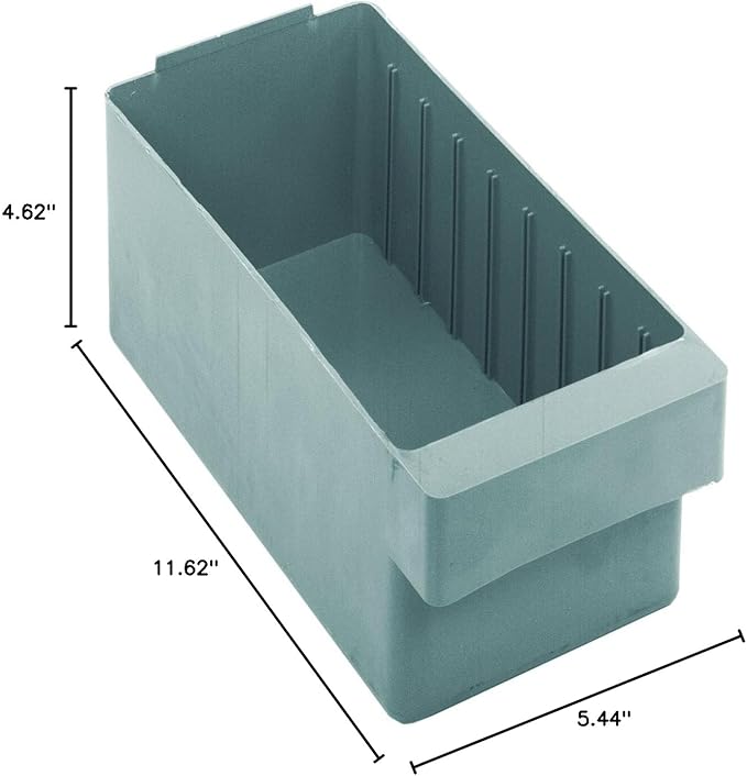 QUANTUM STORAGE SYSTEMS QED601GY Super Tuff Euro Heavy Duty Parts Organizer Gray Bins 12" L x 6" W x 5" H 24 Pack
