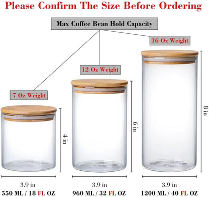 Molfuj 960 ML / 32 FL Oz Glass Storage Container with Wood Lid, Stackable Clear Decorative Organizer Bottle Canister Pantry Jar with Air Tight Wooden