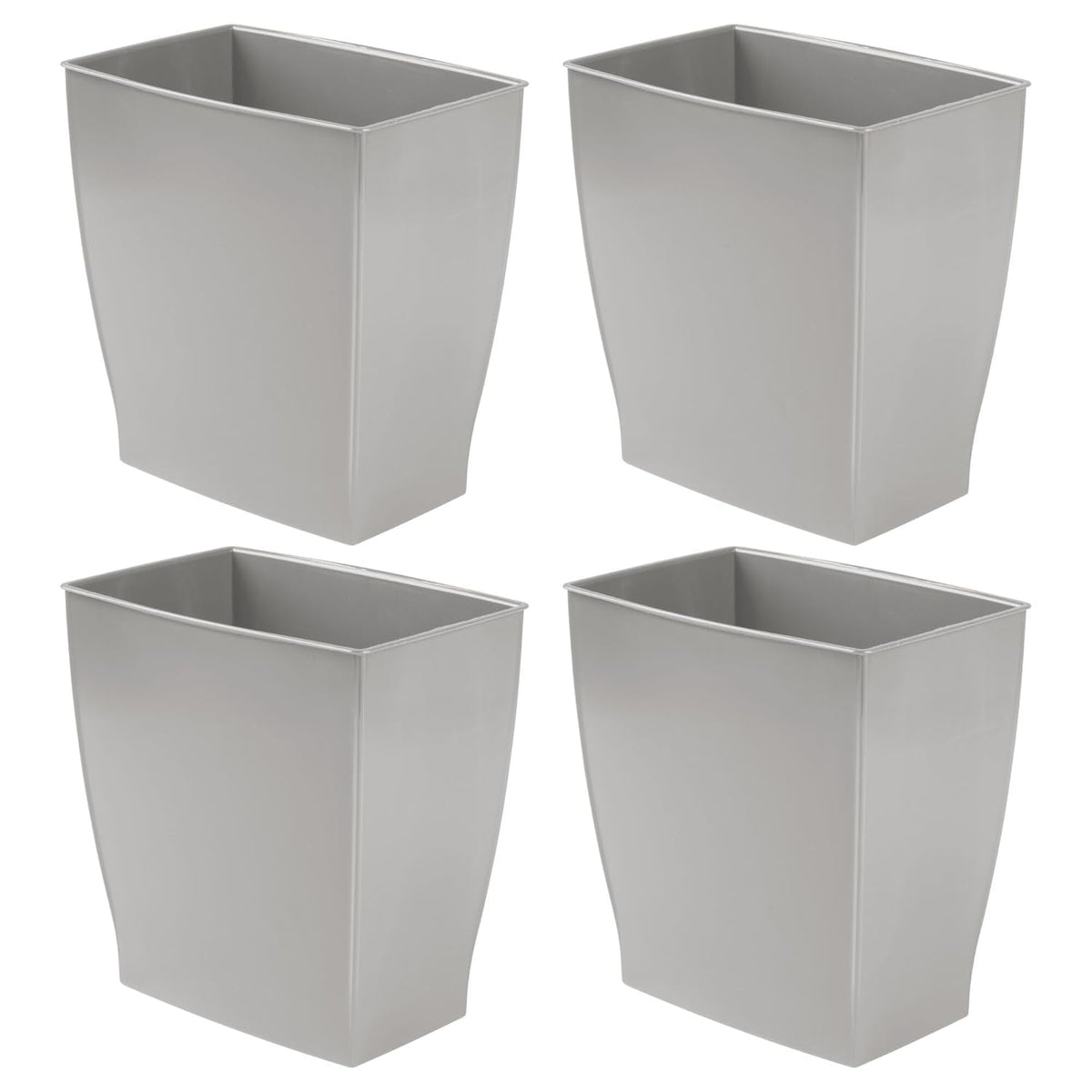 iDesign Small Bathroom Trash Set of 4-Gray Mono Rectangular Can M4