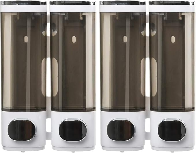 Wall Mounted Soap Dispenser Bathroom 2 Chambers, Shower Soap Dispenser 600ml Body Wash Dispenser Set, Shampoo and Conditioner Dispenser Hand Soap Dispenser Pump for Toilet Bathroom Hotel Kitchen White