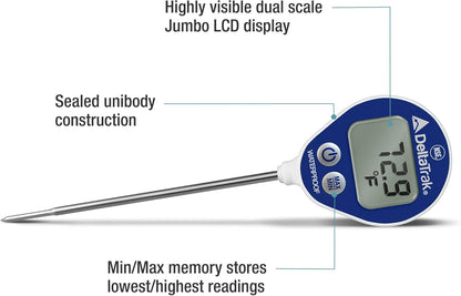DeltaTrak 11050 Professional Digital Meat Thermometer for Kitchen Waterproof Lollipop Thermometer NSF Certified