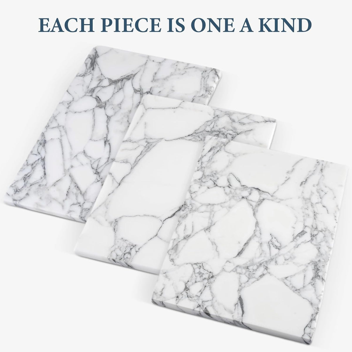Koville Italian Natural Marble Cutting Board for Kitchen Pastry Bread Macaron Display, 12" x 8" Real Stone Slab Marble Cheese Board for Counter