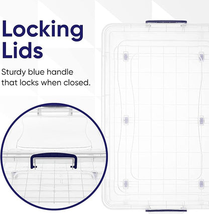 Superio Storage Bins with Lids, Clear Plastic Containers for Organizing, Stackable Totes, BPA Free, Odor Free, Organizer Boxes for Home, and Dorm (4 Pack, 42 Quart)