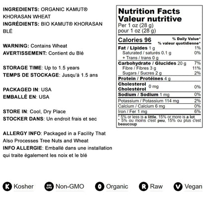Food to Live Organic KAMUT Khorasan Wheat Flour, 1 Pound – Stone Ground Powder, 100% Whole Grain Meal, Non-GMO, Kosher, Bulk