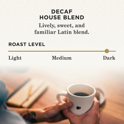 Peet's Coffee, Dark Roast Decaffeinated Coffee K-Cup Pods for Keurig Brewers - Decaf House Blend 88 Count (4 Boxes of 22 K-Cup Pods) (Pack of 2)