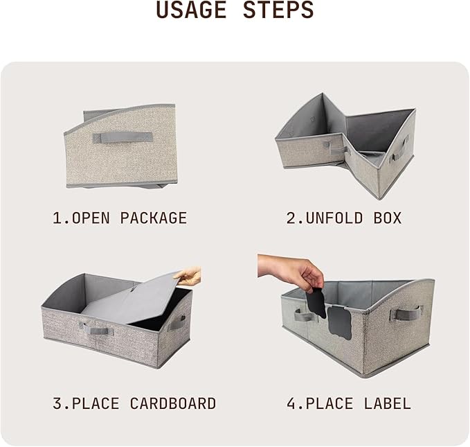 Closet Organizers and Storage Bins with Labels Clip, Large Trapezoid Storage Baskets for Shelves, 28L Foldable Fabric Clothing Organizer for Blankets, Towels and Toys, Honey Beige,White, 3-Pack