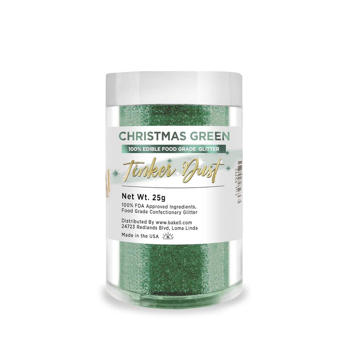 Bakell Christmas Green Edible Glitter, 25 Grams, Tinker Dust Edible Glitter, Kosher Certified, 100% Edible Glitter, Cakes, Cupcakes, Cake Pops